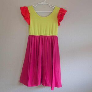 *3/$25* Girl's DotDotSmile Pink & Yellow Colorblock Empire Dress - Size 5/6